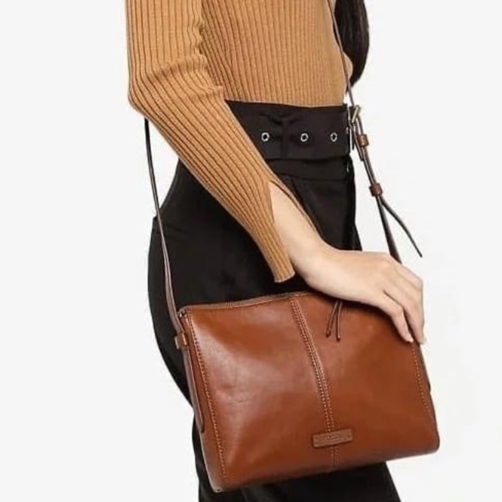 NWT Fossil Felicity brown leather crossbody bag